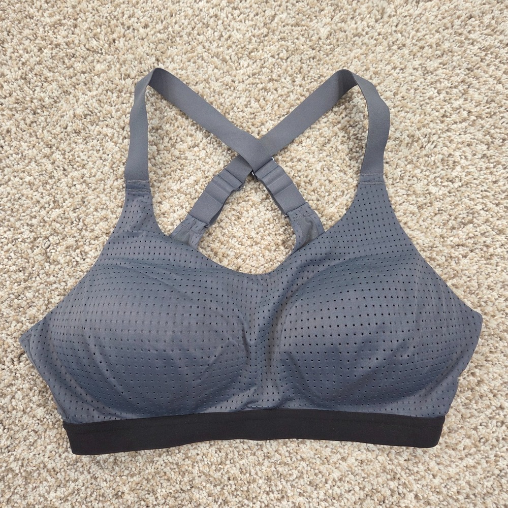 Victoria's Secret Lightweight Sports Wireless Bra Grey Mesh Crossback Size 36C